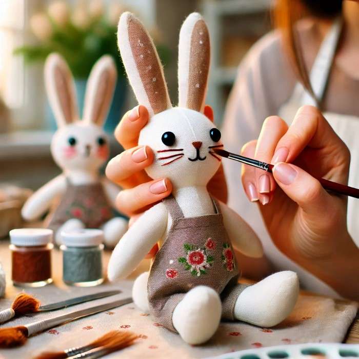 pintando o rosto do coelho