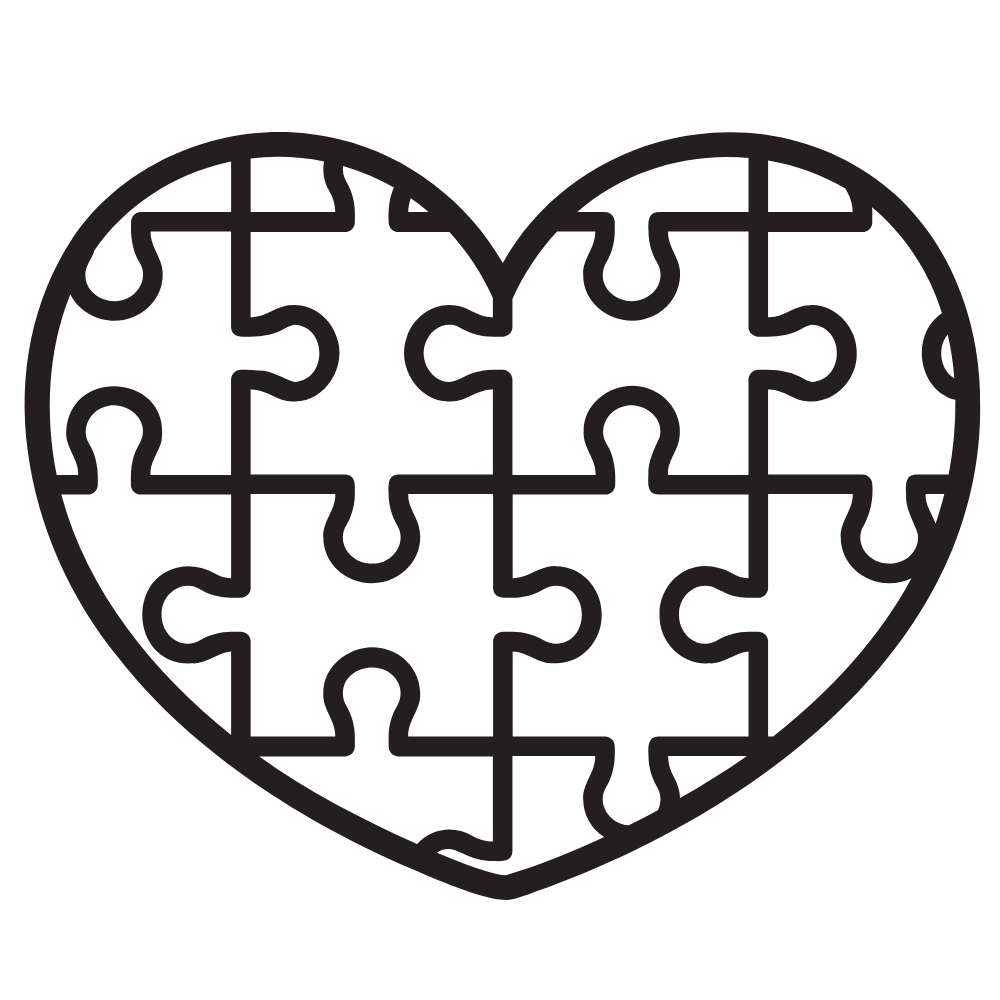 coração com quebra cabeça autismo