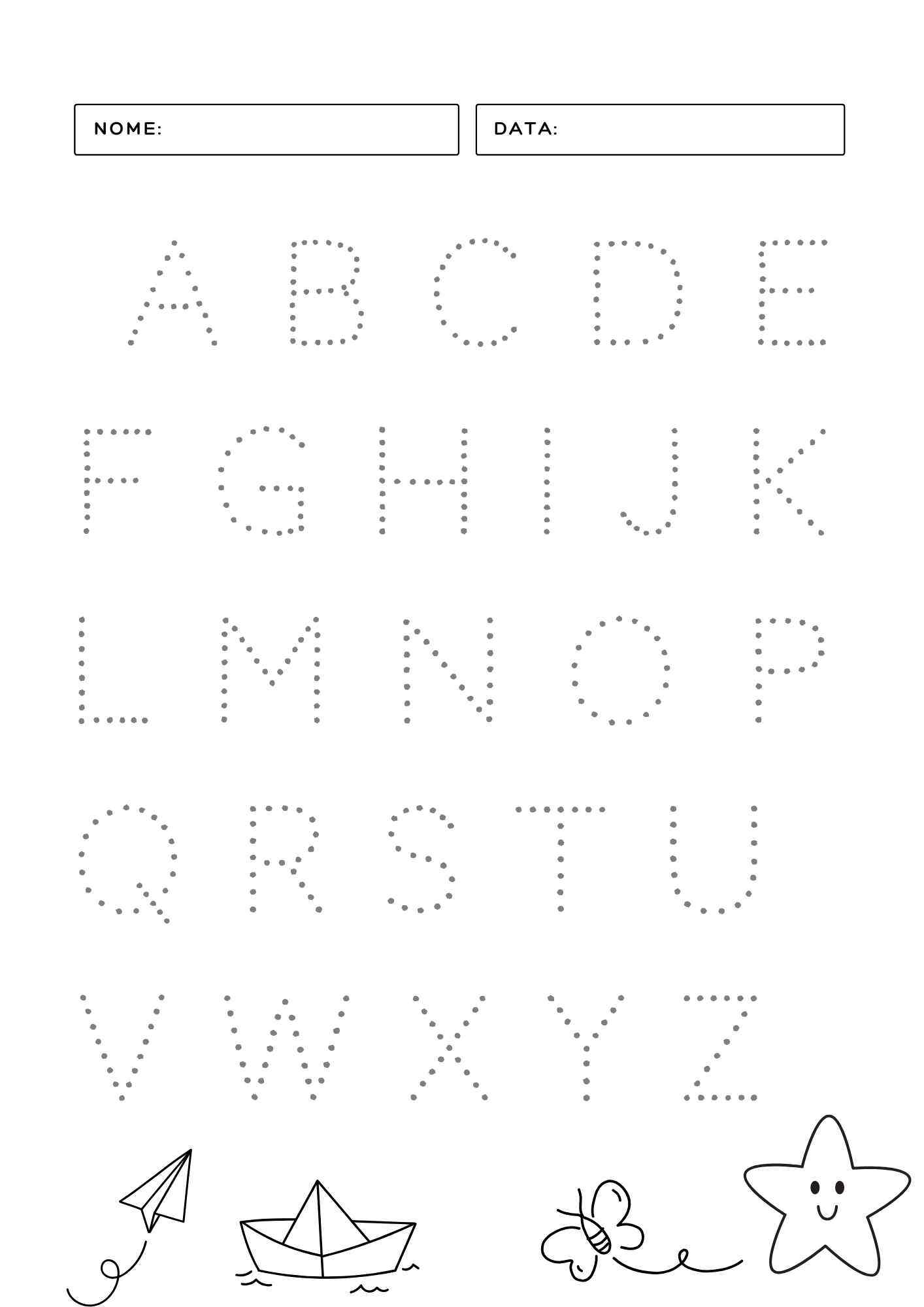 letras pontilhadas para imprimir