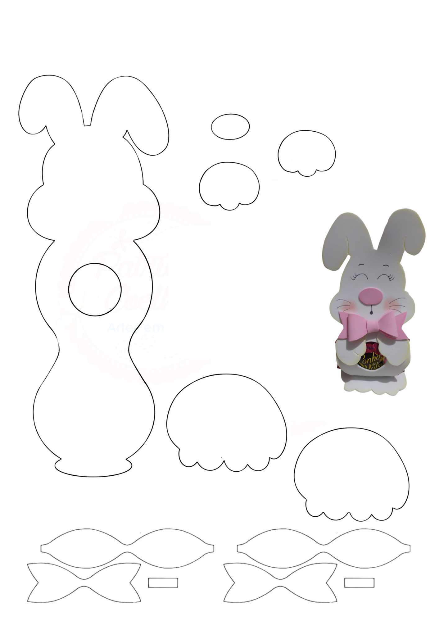 molde de coelho porta bombom para imprimir