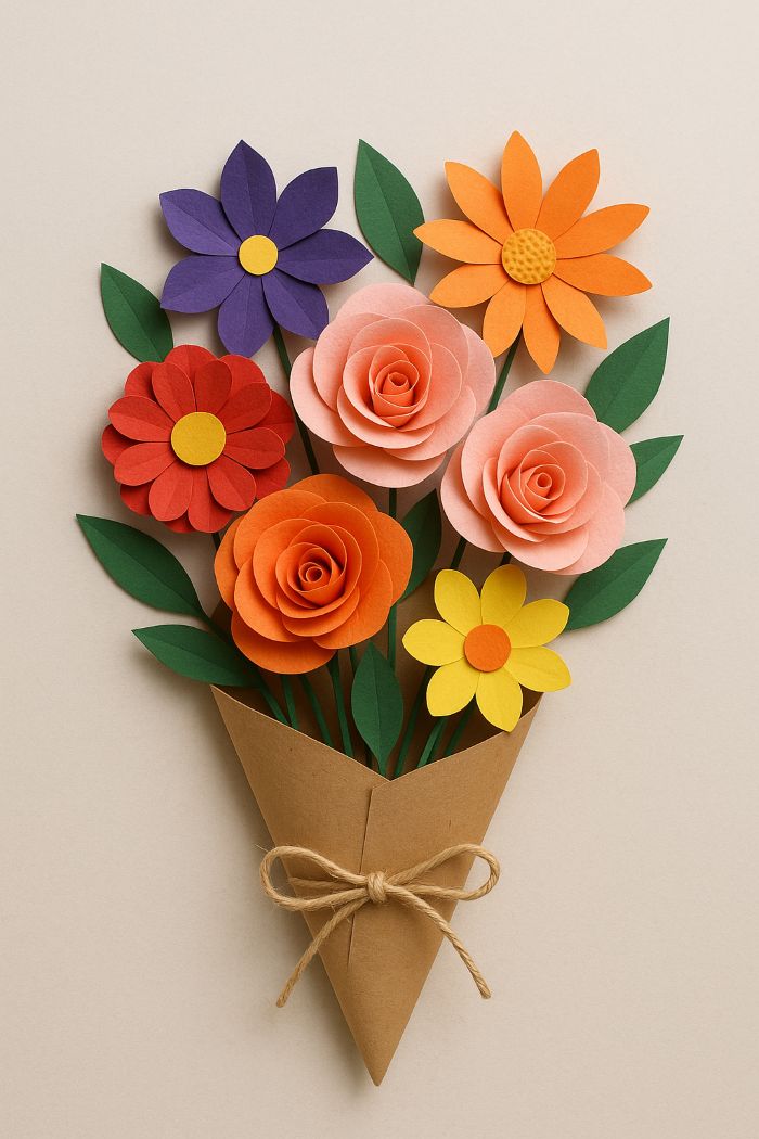 buque de flores de papel