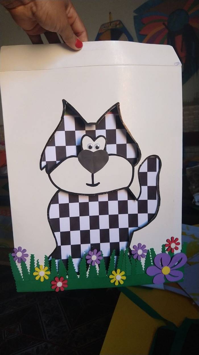 desenho do gato xadrez