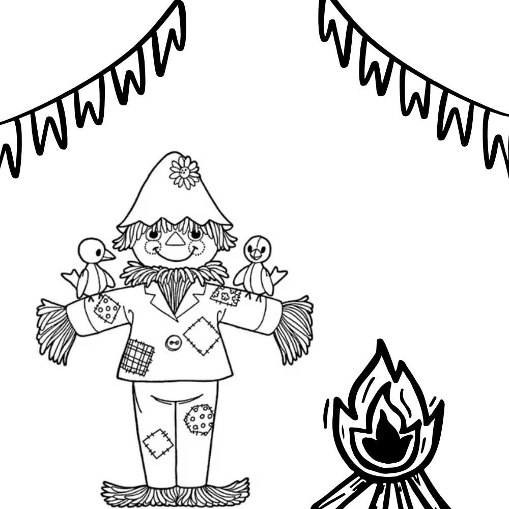 fogueira para colorir