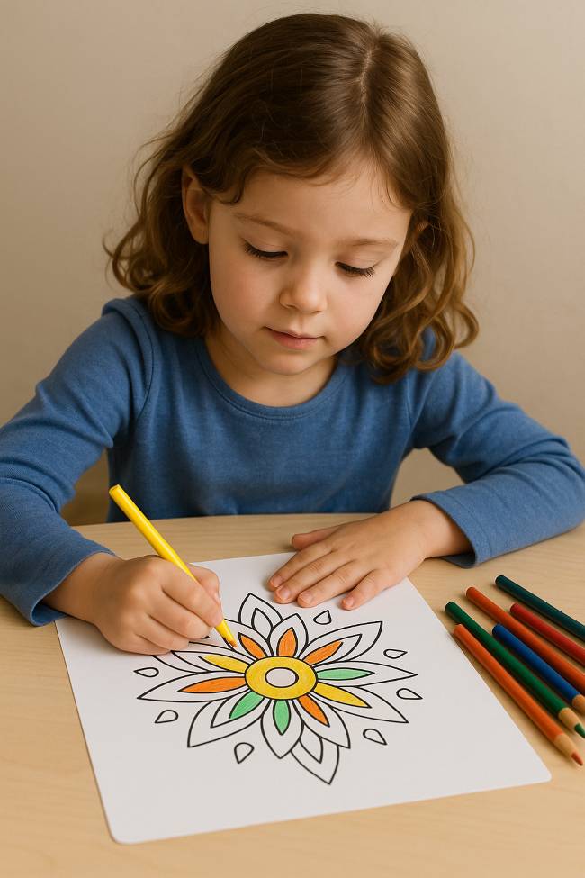 criança pintando mandala