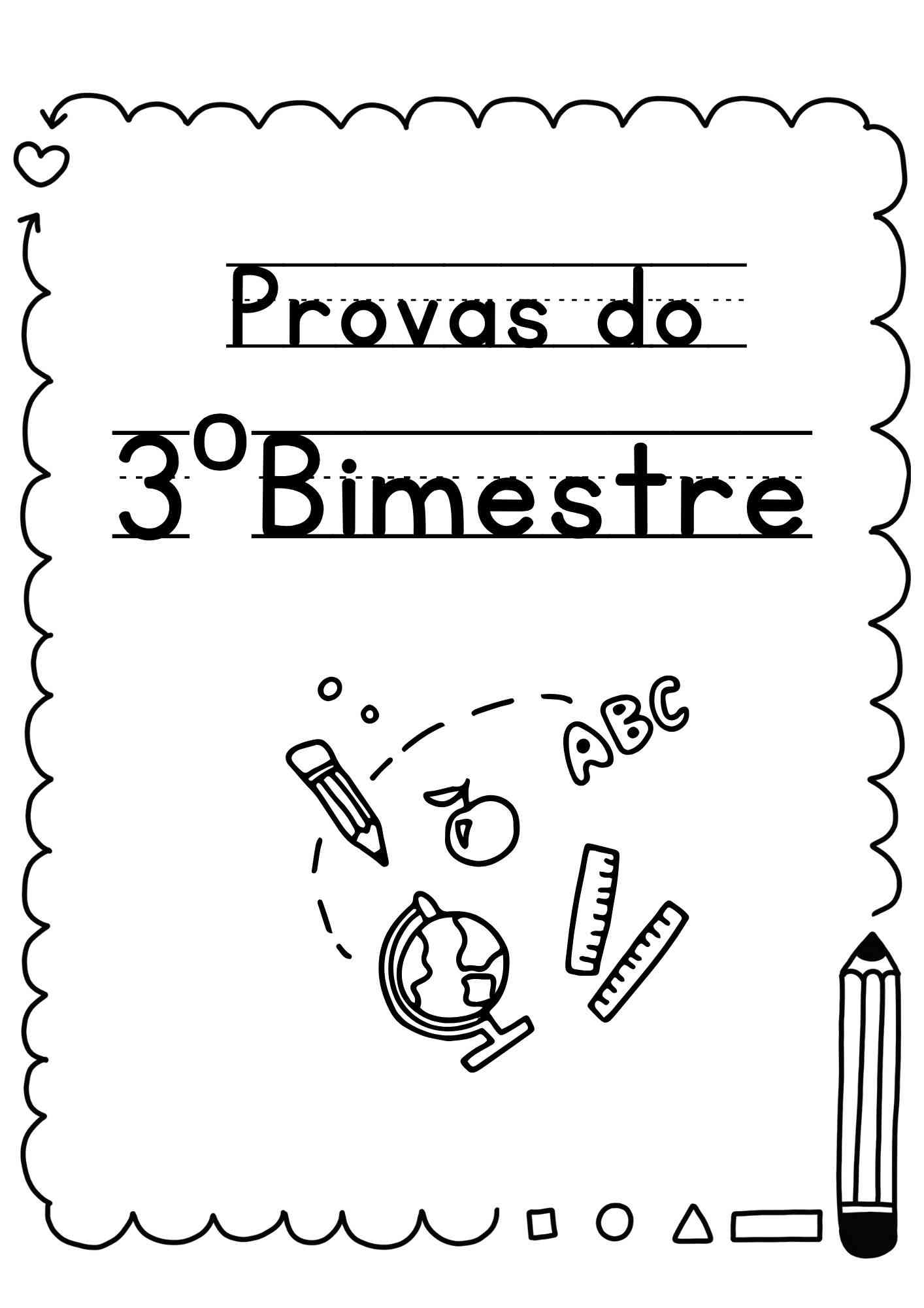 Capa de prova 3 bimestre para imprimir e colorir