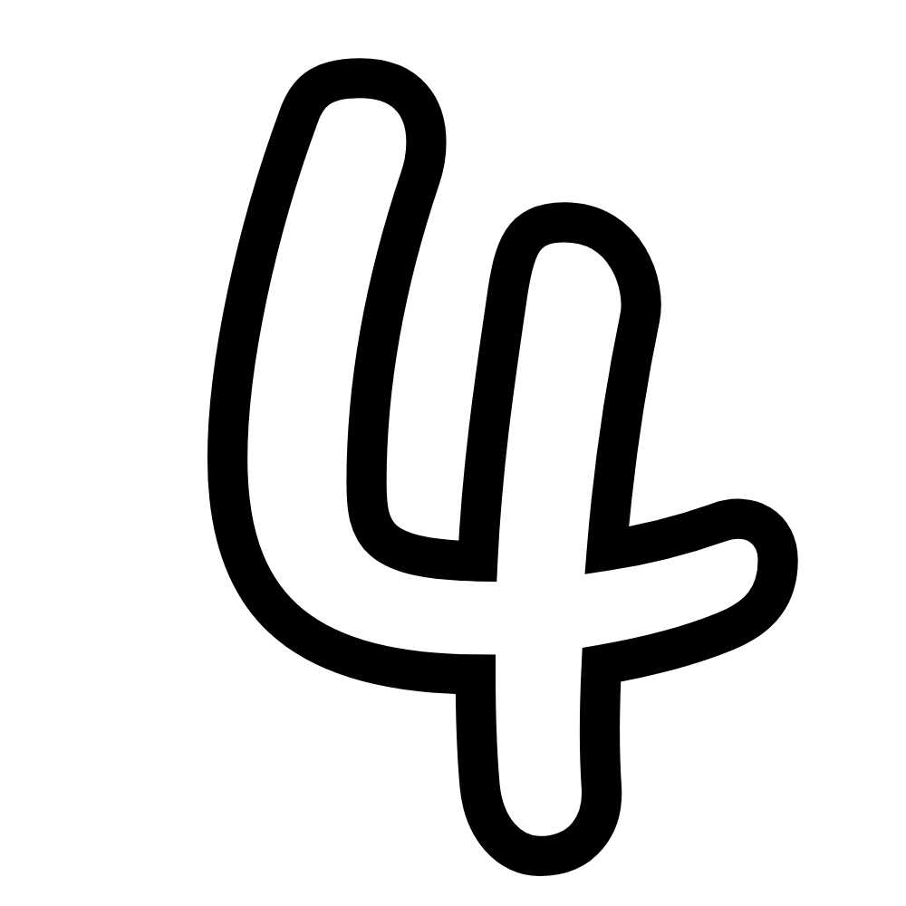 molde do numero 4 cursivo