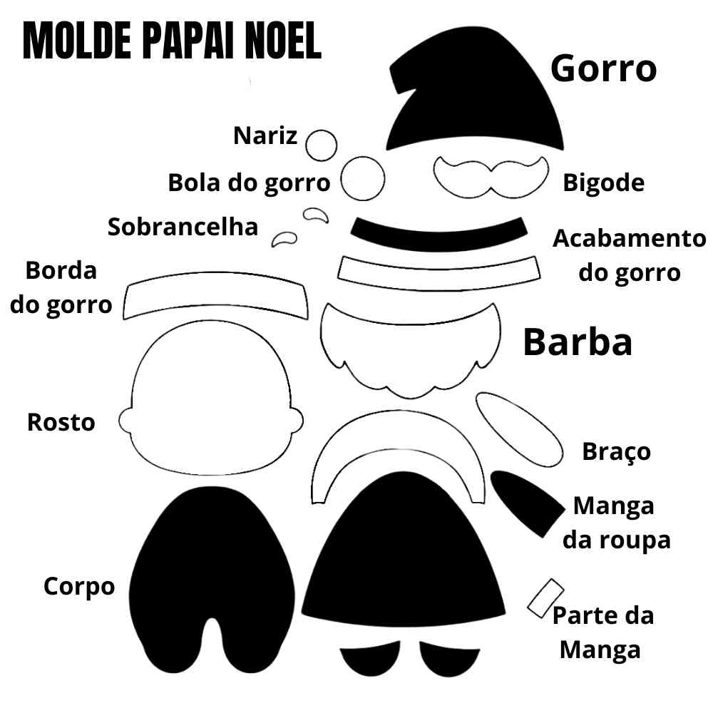molde de papai noel em feltro para imprimir grande