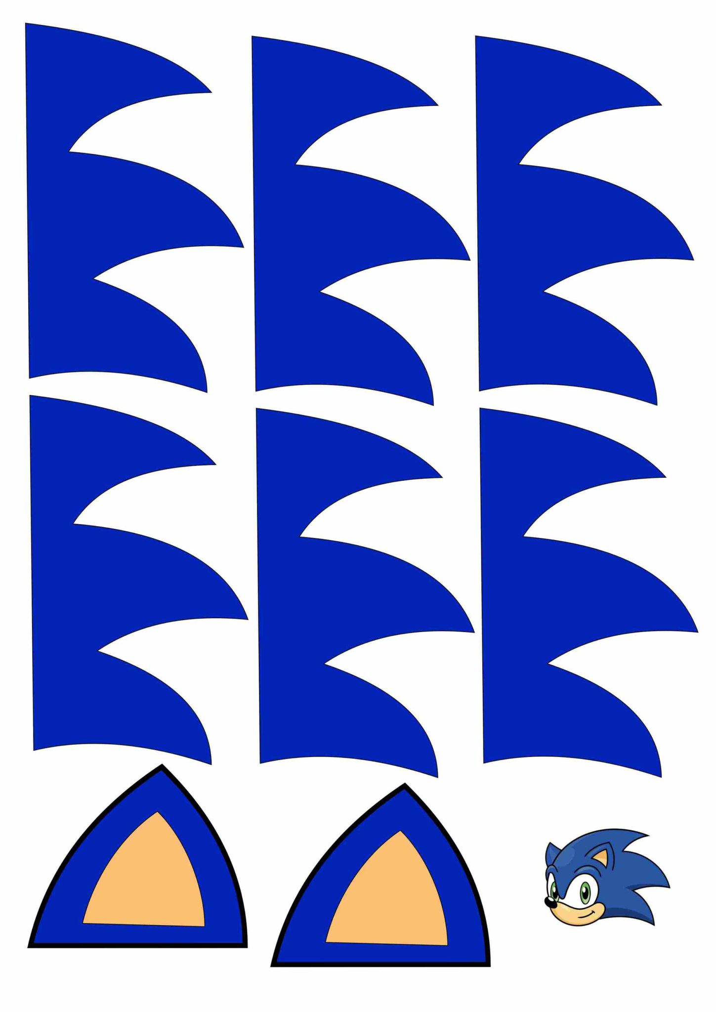 Molde Sonic cabelo maluco para imprimir - Artesanato Passo a Passo!