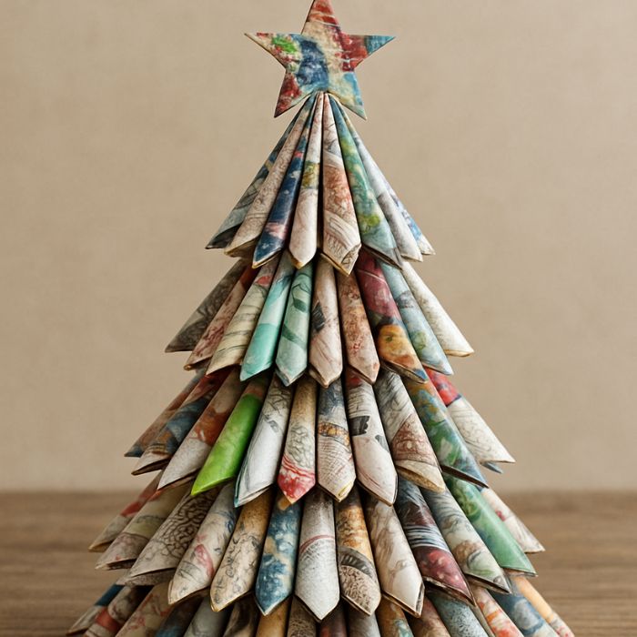 arvore de natal de jornais e revistas