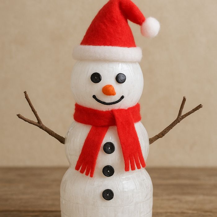 boneco de neve de garrafa pet