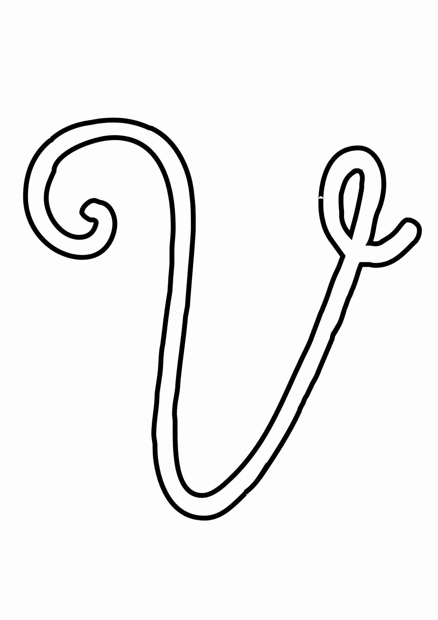 molde letra v cursiva