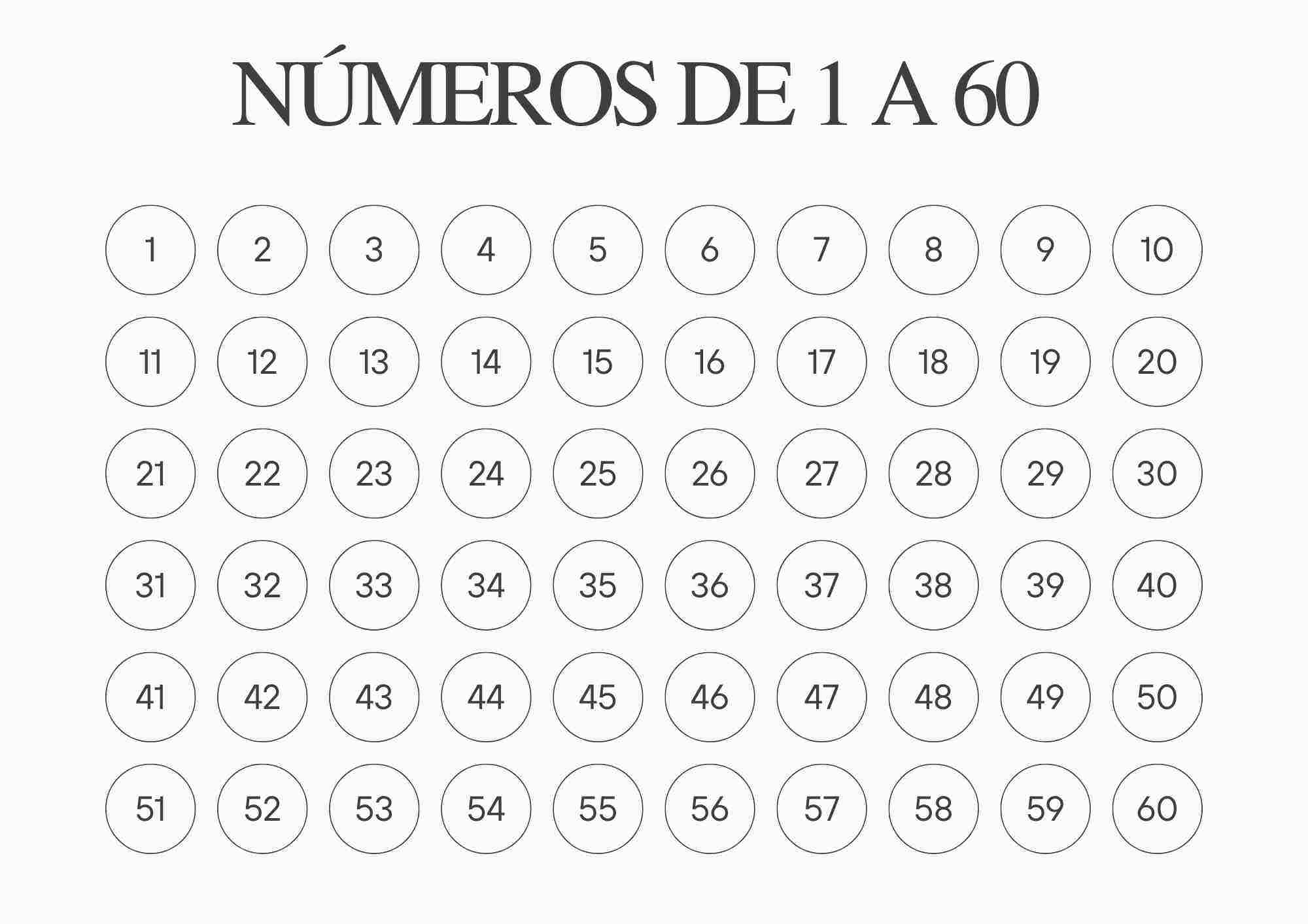 numeros de 1 a 60 grande