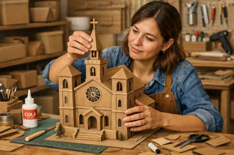 passo a passo igreja papelão