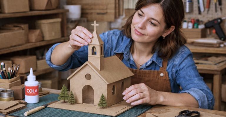 como fazer igreja de papelão