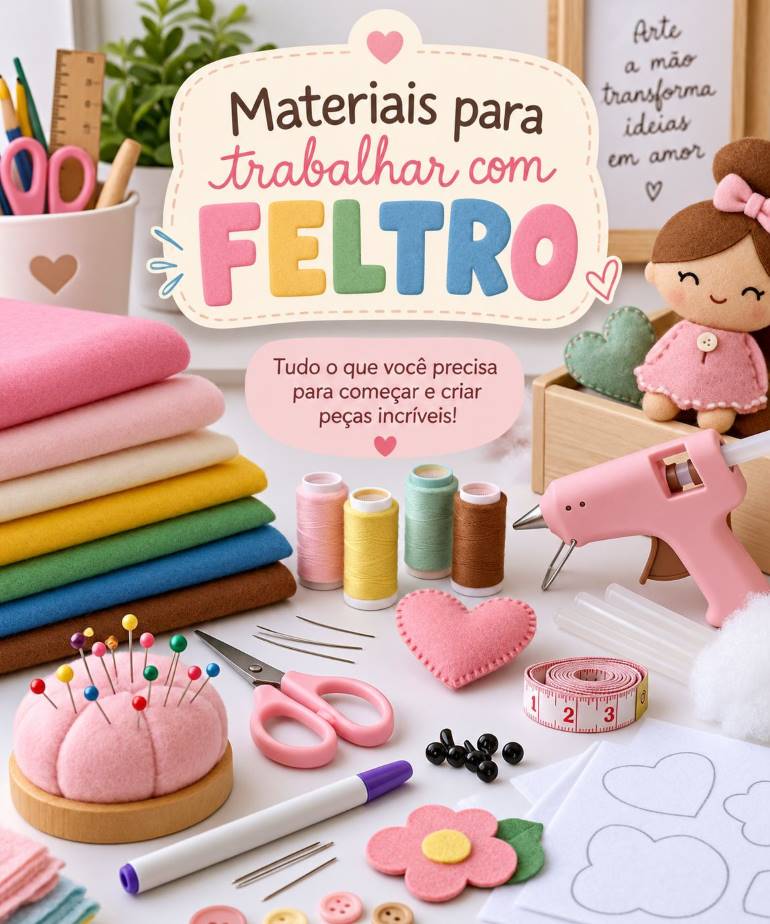 Materiais para trabalhar com feltro