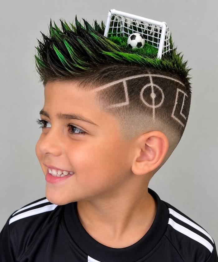 cabelo maluco com campo de futebol