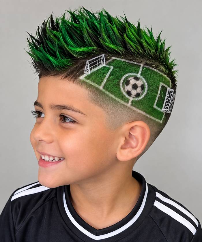 Cabelo espetado com as cores do futebol