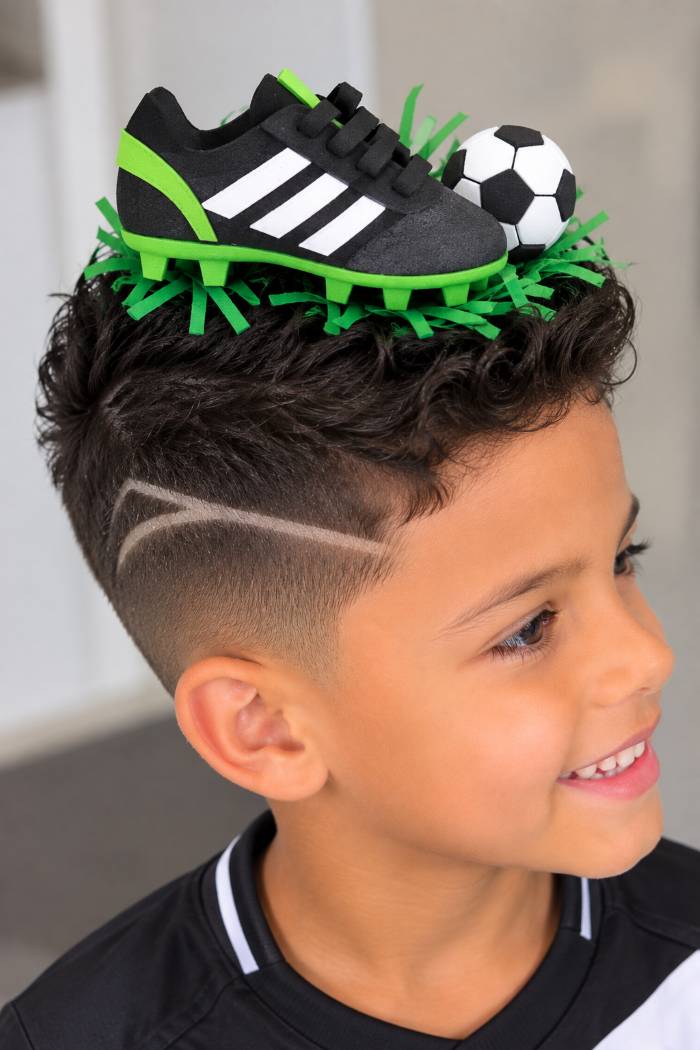 cabelo maluco com chuteira